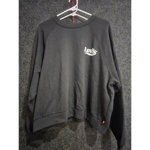 Levi's Logo Sweatshirt Womens Plus Size 1X Fleece Crewneck Long Sleeve Black